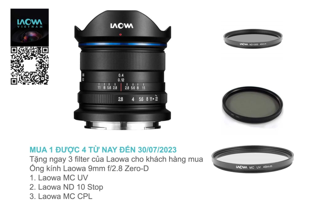 Laowa Việt Nam có chương chình khuyến mãi cho khách mua ống kính Laowa 9mm f/2.8 Zero-d.